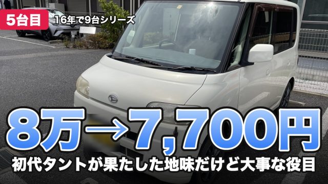 8万→7,700円 初代タントが果たした地味だけど大事な役目